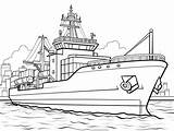 Tranquil Cargo Ship Coloring Scene  Page sketch template