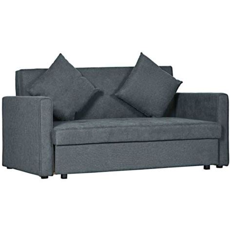 Homcom Convertible 2 Seater Sofa Bed With 2 Cushions Storage Dark Grey ...