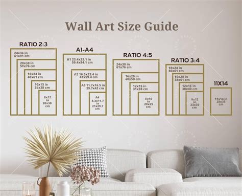 Wall Art Size Guide, Frame Size Guide, Print Size Guide, Poster Size Chart, Wall Display Guide ...