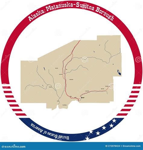 Map of Matanuska-Susitna Borough in Alaska, USA. Stock Illustration ...
