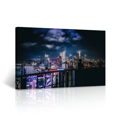 Los Angeles Wall Art City Light in LA at Night Canvas Print California ...