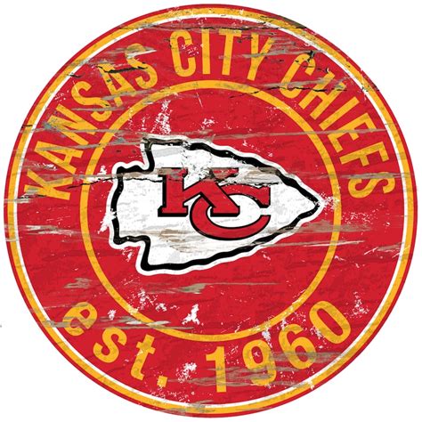 NFL Kansas City Chiefs Round Distressed Established Wood Sign - Etsy