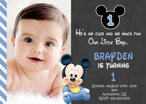 1st Birthday Invitation Card For Baby Boy Templates Free - FREE ...