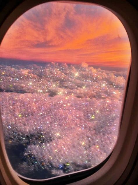 SHINING SKY | plane | illuminator | fly | freedom | travel | clouds | pink | cute | glitter | bl ...