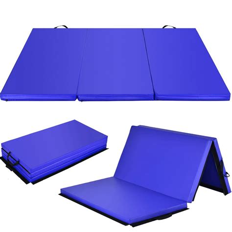 Costway 6'x 4' Tri-Fold Gymnastics Mat Thick Folding Panel Gym Fitness ...