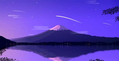 Wallpaper mount fuji, minimal, lake at night, art desktop wallpaper, hd ...