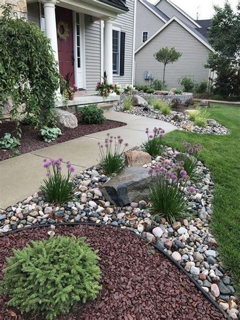 Amazing! Nice looking. Riverbed Landscaping | Front yard garden, Yard landscaping, Rock garden ...