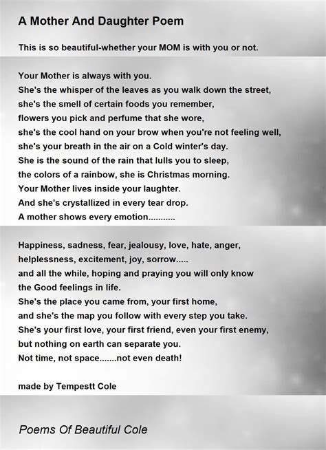 Mother Daughter Relationship Poems