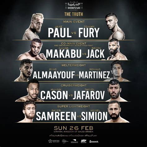 Full Jake Paul Vs Tommy Fury undercard announced : r/Boxing