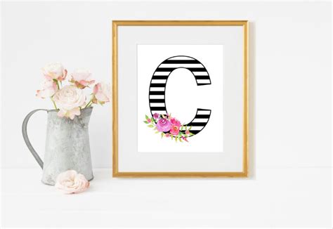 Monogram Letter C Print Monogram Printable Letter Wall Art | Etsy