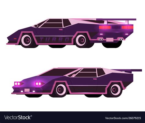 Retro future 80s style sci-fi futuristic car Vector Image