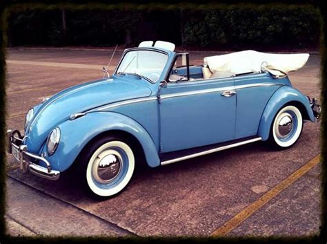 Blue convertible volkswagen bug white white wall tires and classic rims ...