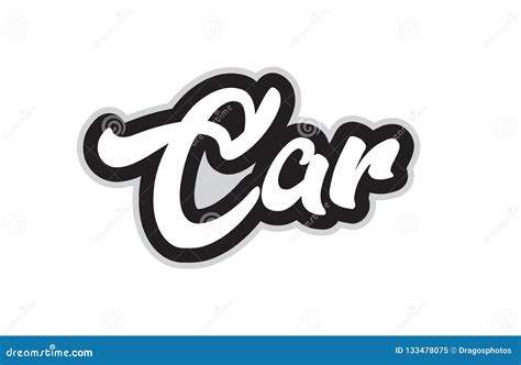 Black and White Car Hand Written Word Text for Typography Logo D Stock ...