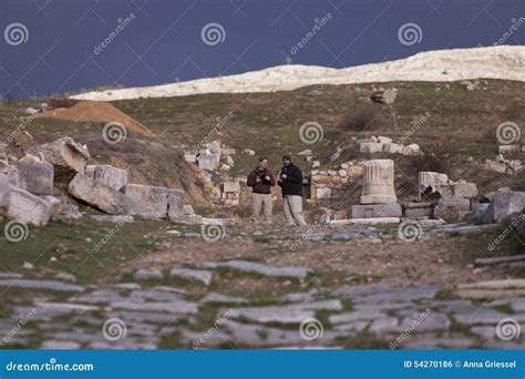 Tourists Explore Antioch Pisidian Stock Photo - Image of pavement ...