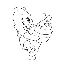 Pooh Bear With Honey Pot Coloring Pages for Kids - Download Pooh Bear ...