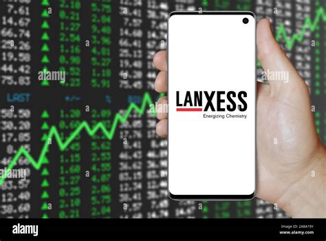 Logo of public company Lanxess AG displayed on a smartphone. Positive ...