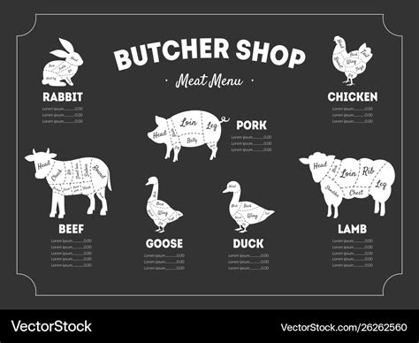 Butcher shop label meat menu farm animals Vector Image