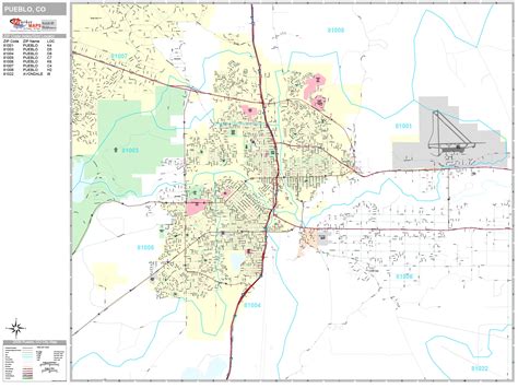 Pueblo Colorado Wall Map (Premium Style) by MarketMAPS - MapSales.com