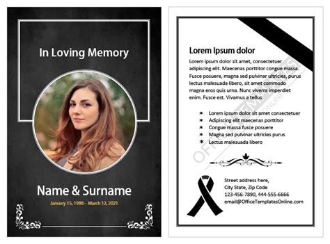 Free Memorial Card Template Microsoft Word