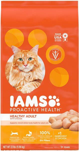 IAMS ProActive Health Healthy Adult Original with Chicken Dry Cat Food, 22-lb bag - Chewy.com