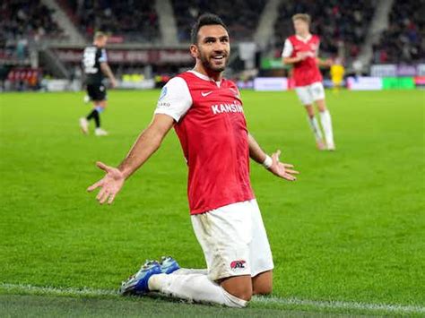 Vangelis Pavlidis scores twice for AZ Alkmaar to take his tally up to eighteen goals in the ...