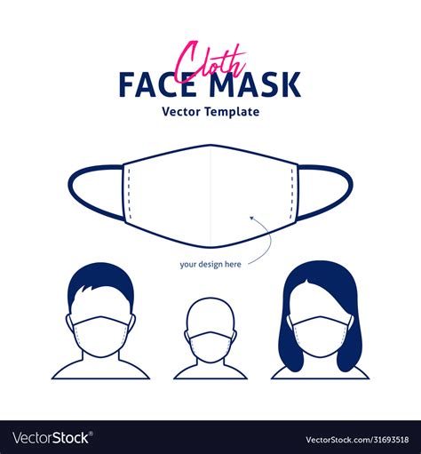 Cloth face mask design template with male female Vector Image