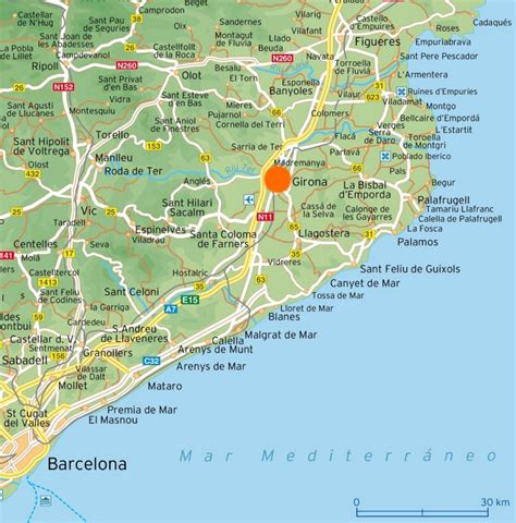 Map of surroundings of Girona - Ontheworldmap.com