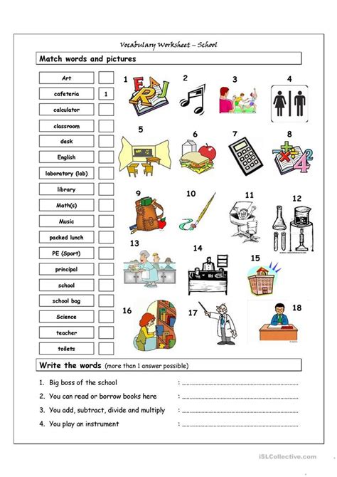 Esl Vocabulary Worksheets — db-excel.com