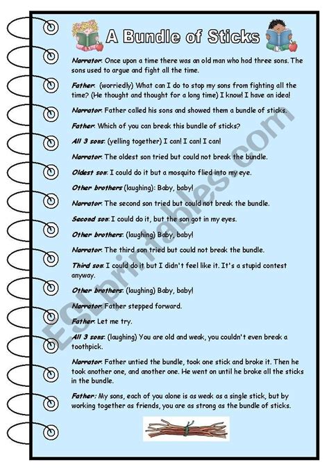 a fable: a bundle of sticks - ESL worksheet by jwld