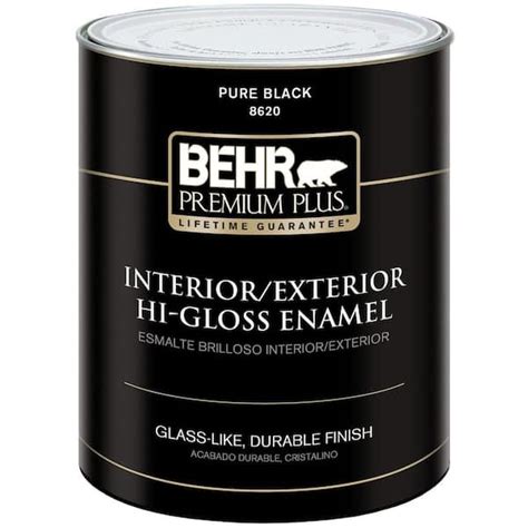 BEHR PREMIUM PLUS 1 qt. Black Hi-Gloss Low VOC Interior/Exterior Paint 2862004 - The Home Depot