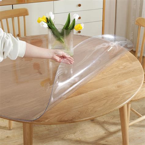 Amazon.com: LovePads 2mm Thick Clear Round Table Cover Protector 47 Inch Clear Round Table ...