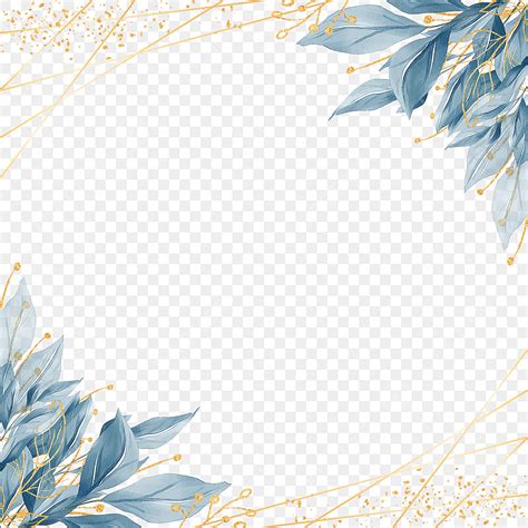 Elegant Blue Leaves Hd Transparent, Elegant Blue Leaves Border With And ...