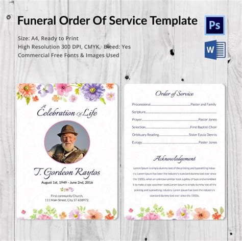 Funeral Service Order Template