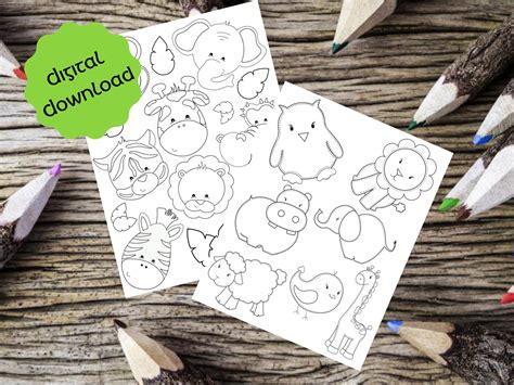 Baby & Zoo Animal Coloring Pages - Etsy