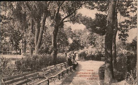 Entrance to Merrick Park Austin, IL Postcard