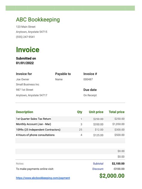 A Free Bookkeeping Invoice Template (+32 Other Templates)