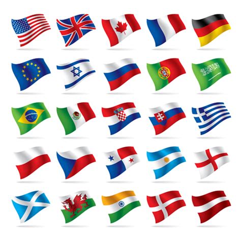 Flowing flags Icons vector material free download