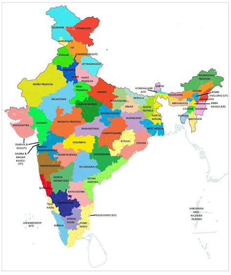 Hindi India Map With States