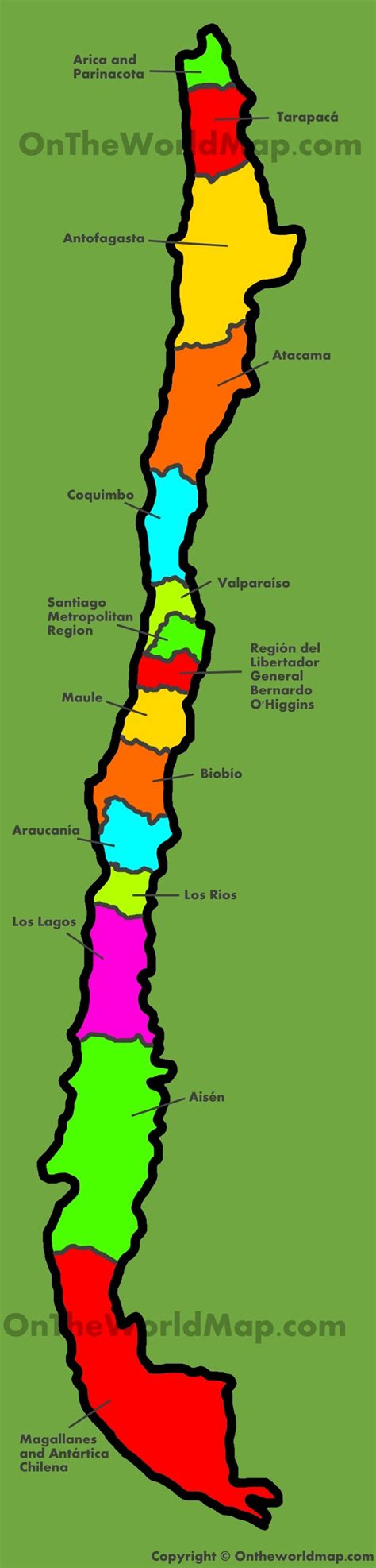 Administrative map of Chile - Ontheworldmap.com