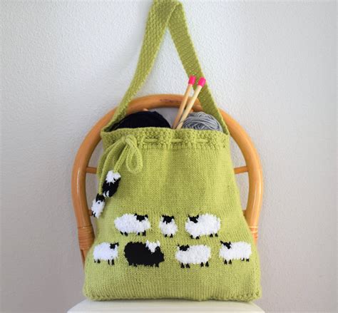 Bag Knitting Pattern, Knitting bag Pattern, Handmade Tote Bag, Sheep ...