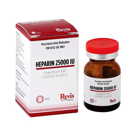 Heparin Sodium Injection BP 5000 IU/ml i.e. 25000 IU / 5ml | Ryvis Pharma