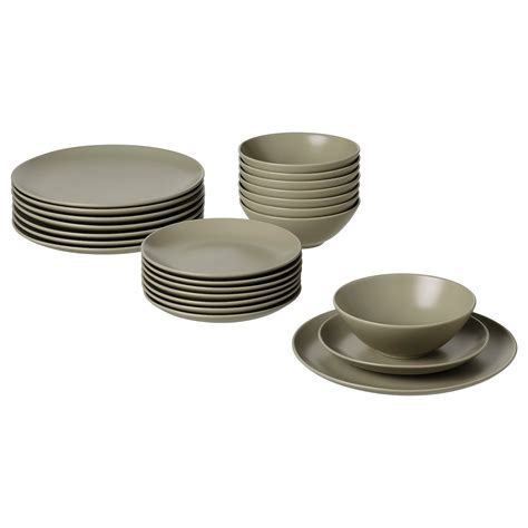 FÄRGKLAR 24-piece dinnerware set, matte green - IKEA