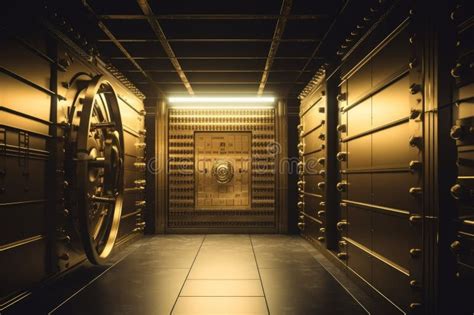 Bank Vault with Open Door, Revealing Stacks of Gold Bars Inside. Federal Reserve Bank Storage ...