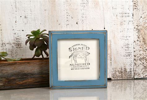 5x5 inch Square Picture Frame in 1x1 Outside Cove Style with Vintage Smokey Blue Finish - IN ...