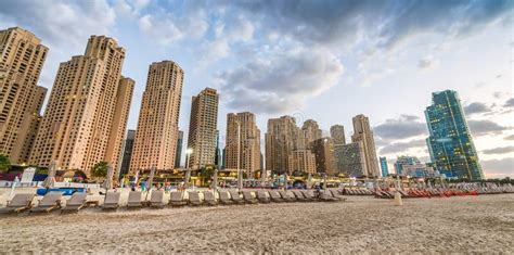 Dubai Marina Skyline from the Beach at Sunset Stock Photo - Image of emirates, modern: 84016426