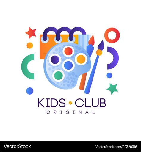 Kids club logo colorful creative label template Vector Image