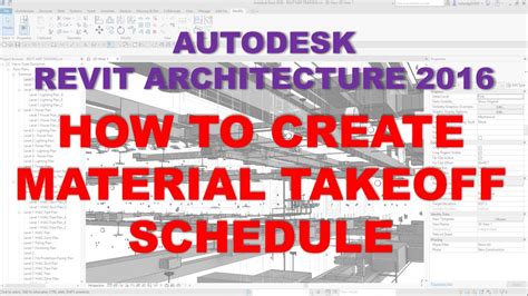 REVIT ARCHITECTURE 2016: HOW TO CREATE MATERIAL TAKEOFF SCHEDULE - YouTube