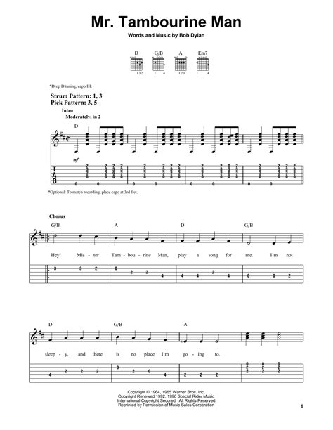 Mr. Tambourine Man | Sheet Music Direct