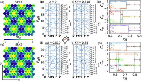 (a) The classical ground state of the skyrmion crystal SkX1, (b) its... | Download Scientific ...