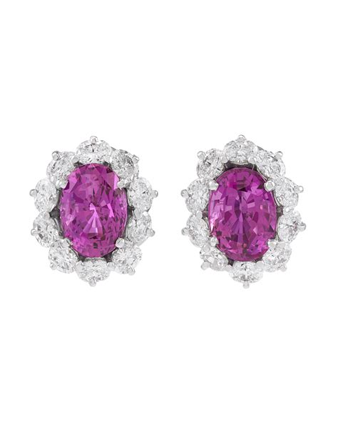Pink Ceylon Sapphire and Diamond Earrings | Pink sapphire earrings, Sapphire and diamond ...